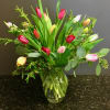 20 tulips with nice greenery and filler flower