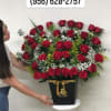 40 Red Roses in V Vase with drawer with a touch of