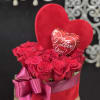 Red rose in the headbox about 12 to 14 roses inside the