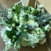 Elegant white medley presented in an 8&quot; x 8&quot; clear glass or
