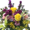 Lilies, roses, mums, carnations, and alstroemeria gives a feeling of joy and