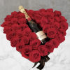 50 Gorgeous Ecuadorian Red Roses Designed With A Bottle Of Moet &amp;