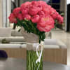 Beautiful peonies in a vase. Peony is a symbol of love, wealth
