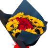 One Dozen Red Roses bouquet and one Dozen sunflowers 