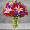 This dreamy jewel toned arrangement combines bold color and eye-catching texture to