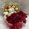 Arrangement especially for lovers based on heart with red roses (you can