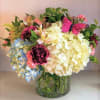 This beautiful garden designed with Large hydrangeas, Alstromeria, carnations, mini carnations and