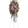 A standing spray piece in shades of lavender.