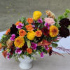 Fall elegant pedestal vase. Beautiful fall colors one sided V shape style.