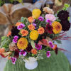 Fall elegant pedestal vase. Beautiful fall colors one sided V shape style.