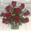 These are 12 of our long-stemmed premium red roses....just cut shorter and