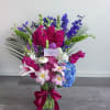 Products include snapdragon, Matthiola incana, Hydrangea, Chrysanthemum, Tulip, Delphinium ajacis, with green