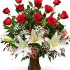 12 Long Stems Premium Roses arrived perfectly arranged in a glass vase