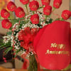 One dozen long stem roses each individually rose personalized with the message