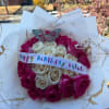 Gift a Birthday Bouquet in Pink and White Roses with colorful Happy