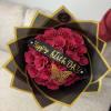 Hot Pink Roses bouquet with black and gold floral paper, Butterfly 