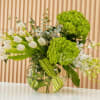 Revel in the freshness of our floral arrangement featuring  green hydrangeas