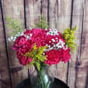 A beautiful bouquet of Carnations with a pop of babies breath and