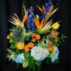 Extra large arrangement featuring tropical blooms, for an island romance!