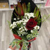 One long stem rose with filler for a simple day or any