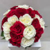 a beautiful bouquet of 35 to 40 premium red and white roses
