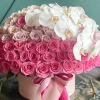 Perfect rose ombre  - box with 125-135 roses and phalaenopsis orchids