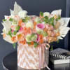 Luxurious arrangement full with flowers.

Includes roses, garden roses, ranunculus seasonal flowers and