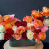 
Modern Flower Arrangement with mixed roses in square vase.  Included 60-65