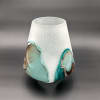 One of our stand-alone vases, in beautiful rust and turquoise art design.