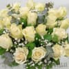 24 Long-stem white roses in a vase 