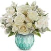 Elegant and stylish, this monochromatic white rose bouquet is elevated by a
