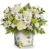 Celebrate them with this captivating white, light yellow, and green bouquet, elegantly