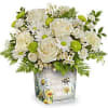Celebrate them with this captivating white, light yellow, and green bouquet, elegantly