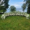 beautiful semicircle ceremony flowers!! call for your appointment and lets your wedding