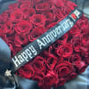 Bouquet of 36 Red Roses, includes a ribbon with Happy Anniversary.