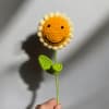 Our handmade smiley sunflower crochet is 16 inches tall and 3.5 inches