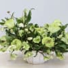 This arrangement is for the salad lovers! Made entirely with green roses