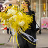 A radiant masterpiece of golden mimosa and lush white hydrangeas, Golden Serenity