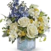 Welcome the new addition with a charming glass baby block keepsake, bursting