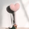 Our handmade big pink heart-shape crochet is 16 inches tall and 4
