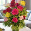 Send an explosion of multicolored Ecuadorian rose arrangement perfect for celebrations or