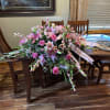 All pink floral from lilies to spray roses to standard roses, pink