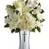 A shining tribute to a life well lived, this pure white bouquet
