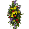 This Final Tribute spray consists of Purple stock, yellow Asiatic lilies, carnations