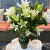 White Lilies in the garden vase 