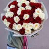 50 red and white roses