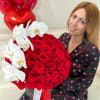 Huge box of 125 roses with gorgeous orchid on the top 
Premium