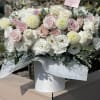 White velvet box with the most delicate flowers is a perfect wedding