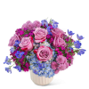 Indigo Sky is a beautiful floral design featuring Roses, Hydrangea, Button Spray