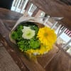 Green, yellow and white wrapped flowers, loose stems